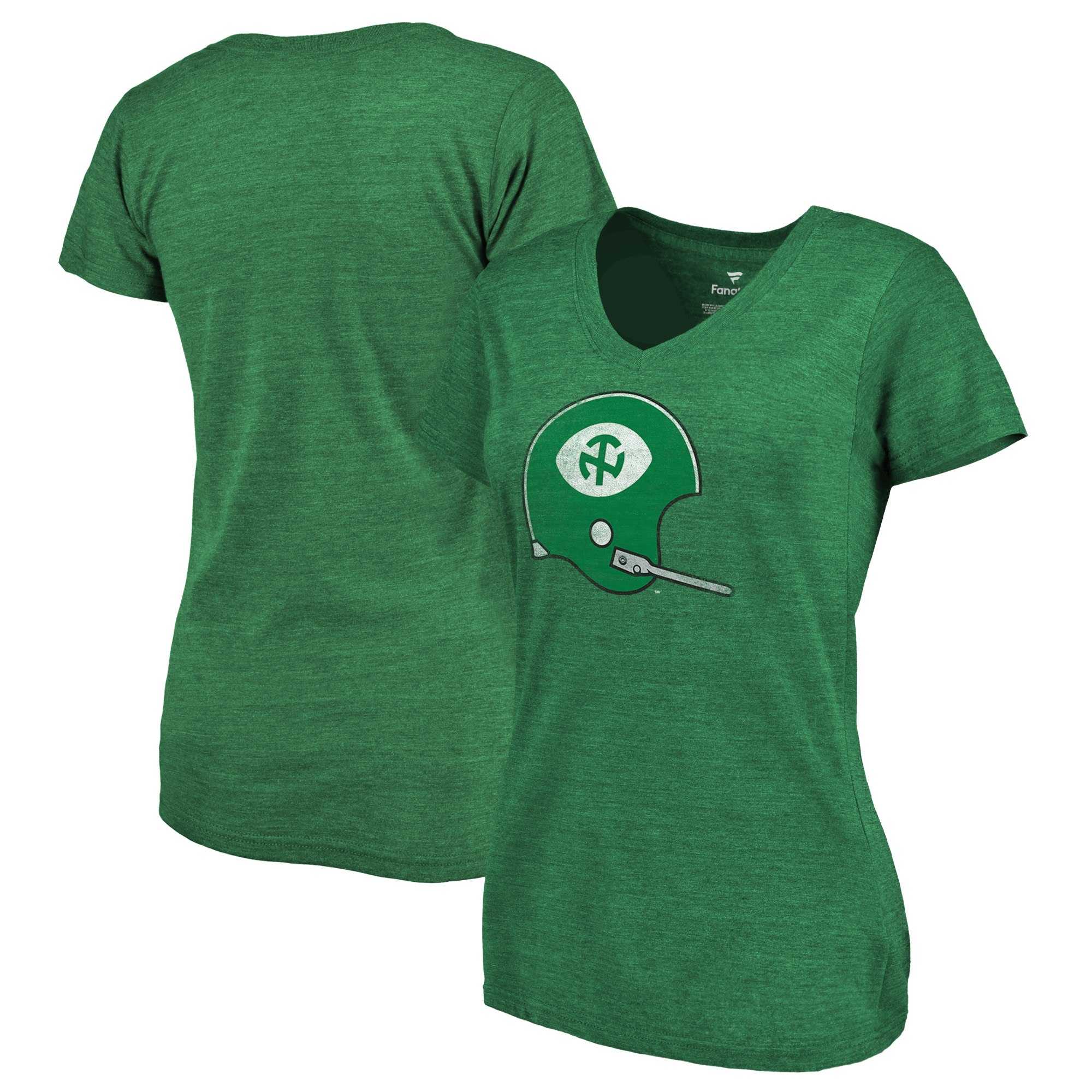 2020 NCAA Fanatics Branded North Texas Mean Green Women Green College Vault Primary Logo TriBlend VNeck TShirt->ncaa t-shirts->Sports Accessory